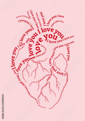 Poster Hart met inscripties