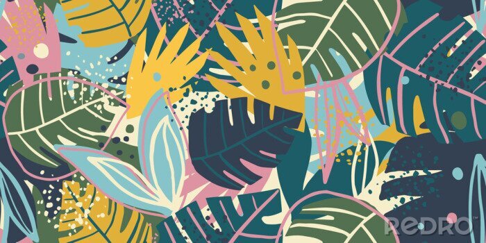 Poster Heldere jungle in kleurrijke afbeeldingen