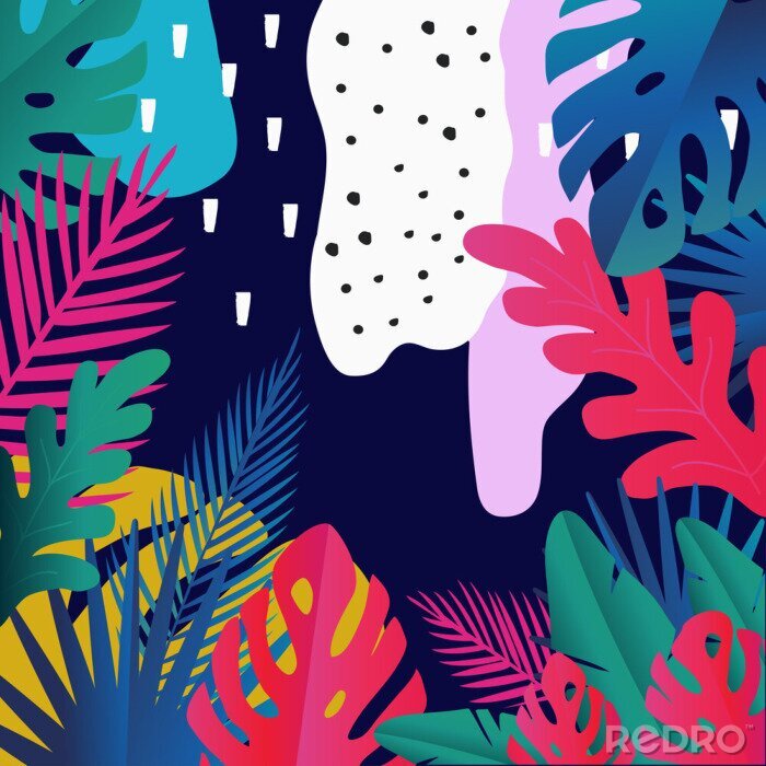 Poster Heldere jungle op een modern patroon