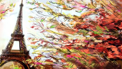 Herfst aquarel van Parijs