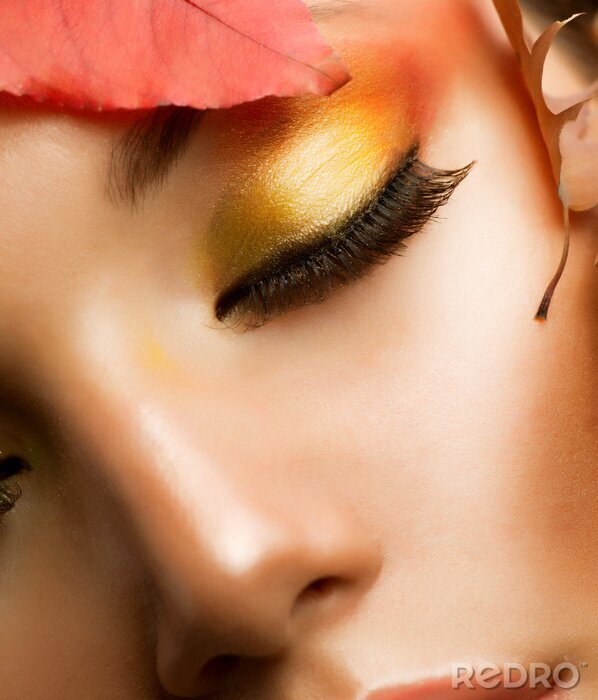 Poster Herfst Make-up. Professionele Fall Make-up Close-up