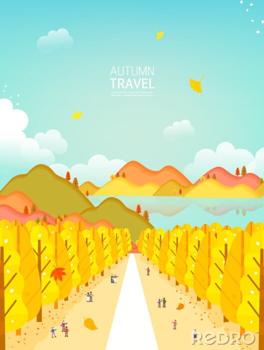 Poster Herfst reizen illustratie
