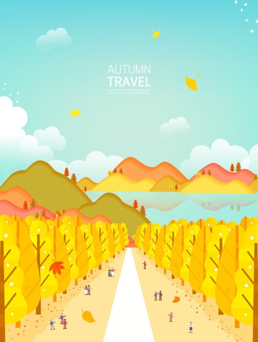 Poster Herfst reizen illustratie