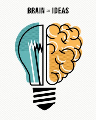 Poster Hersenen en ideeën zakelijk concept illustratie