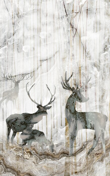 Poster Hertenillustratie op textuur