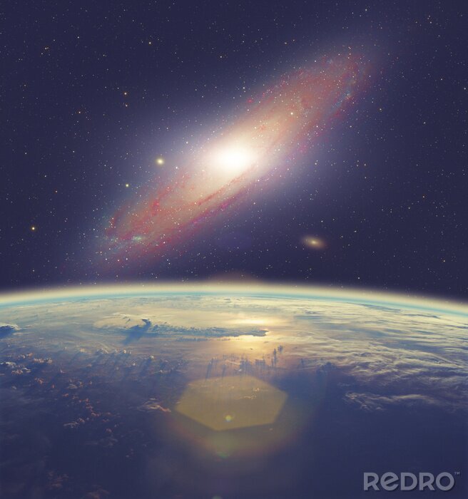 Poster Het Andromedastelsel boven de aarde