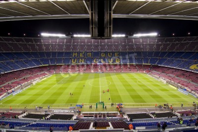 Poster Het Camp Nou-stadion voor de wedstrijd.