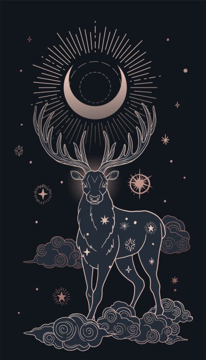 Poster Het hert, de bewaker van de maan