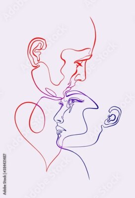 Poster Het kleurrijke portret van de lijnkunst