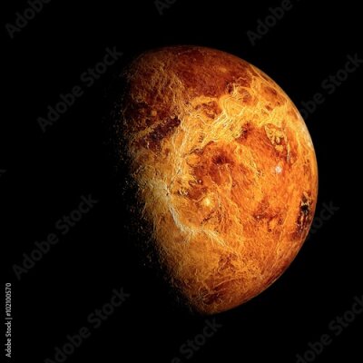 Fotobehang Het oppervlak van Venus op een zwarte achtergrond