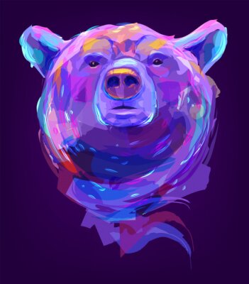 Poster Het schattige gekleurde beerhoofd