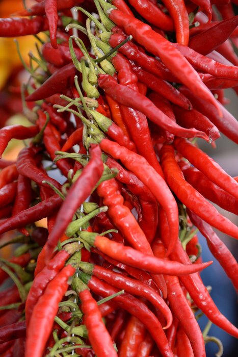 Poster Hete peper op een markt