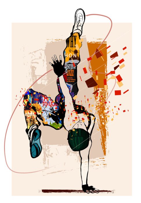 Poster Hip hop danser op grunge achtergrond