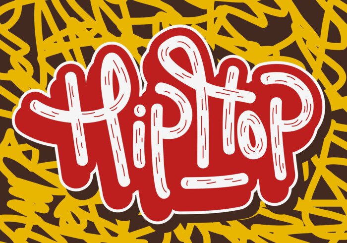Poster Hip Hop Tag Graffiti stijl label belettering. Vector afbeelding.