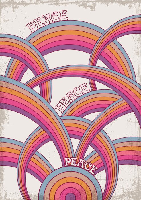 Poster Hippie vredesteken