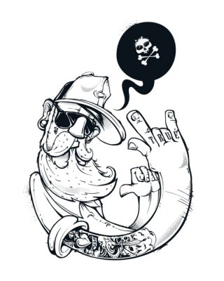 Sticker Hipster op graffiti