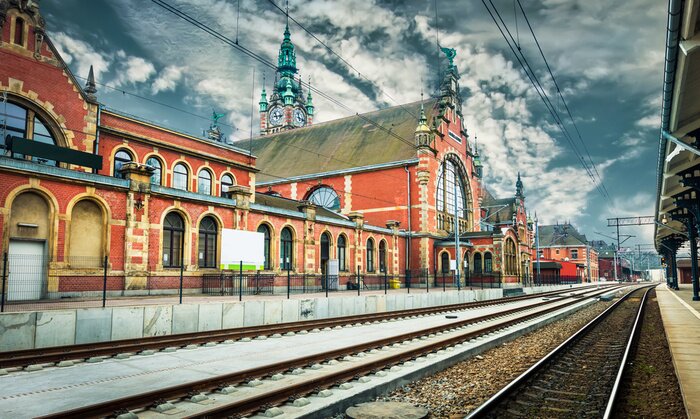 Poster Historische station in Gdansk, Polen.