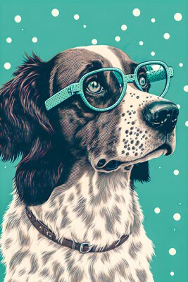 Poster Hond met groene bril