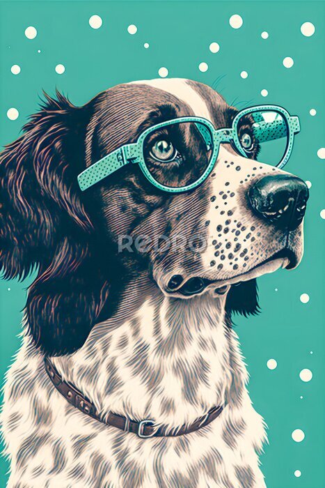 Poster Hond met groene bril