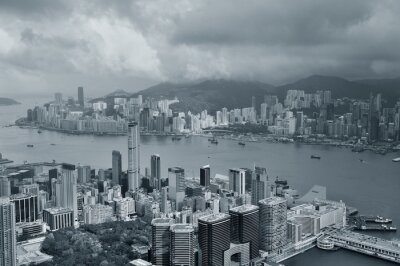 Poster Hongkong en de skyline van de stad