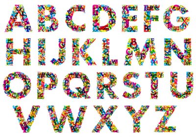 Poster Hoofdletters van het alfabet in kleur