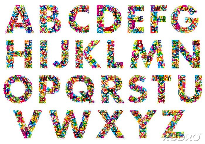 Poster Hoofdletters van het alfabet in kleur