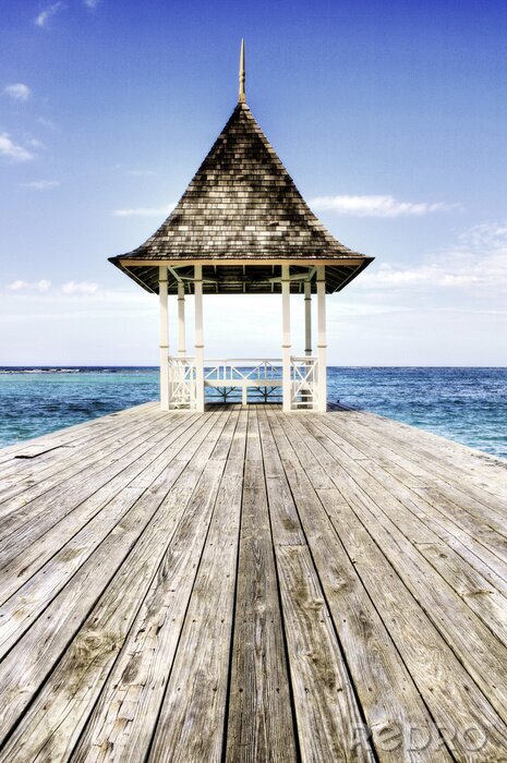 Poster Houten pier in Jamaica