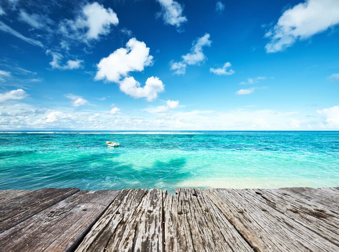 Poster Houten pier over de exotische zee
