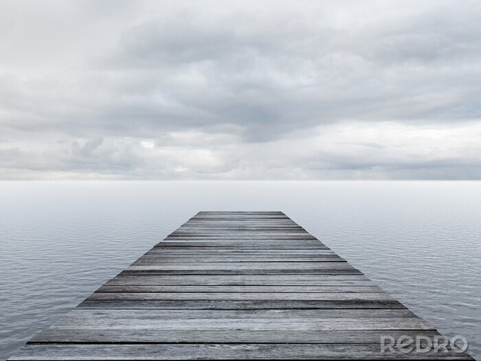 Poster Houten pier over kalm water