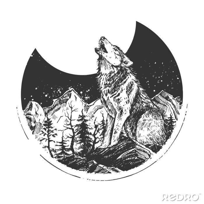 Poster Huilende wolf