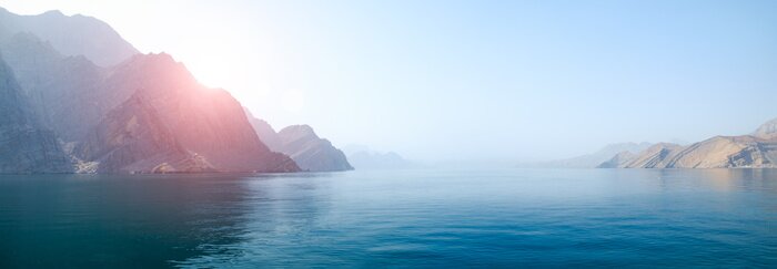 Poster Humeurig landschap met de zee
