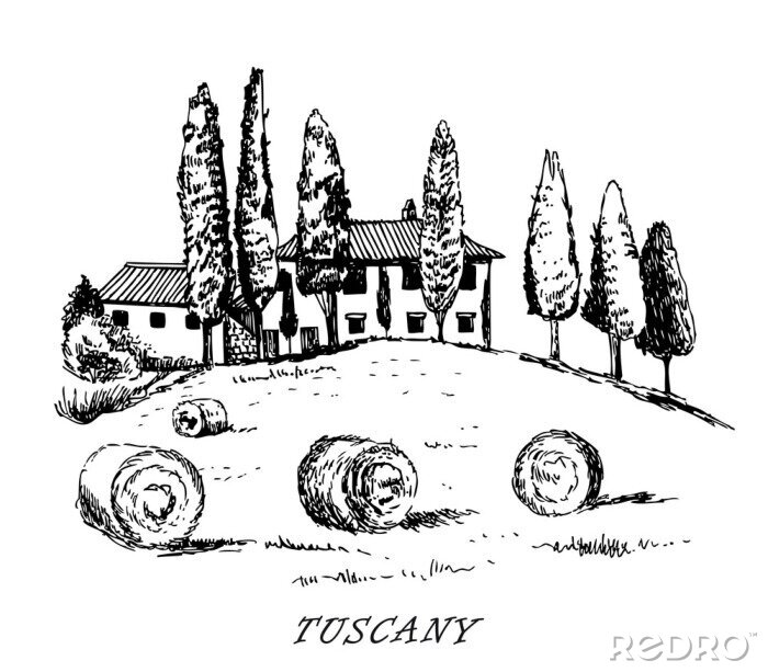Poster Idyllisch landschap van Toscane