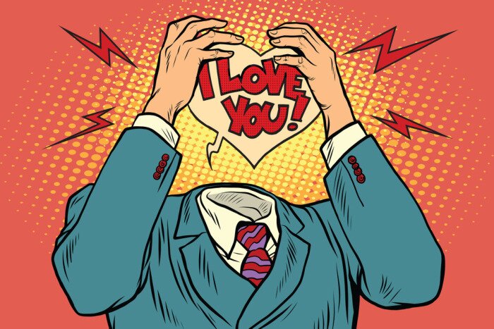 Poster Ik hou van je, gevoelens in plaats van het hoofd