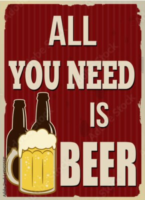 Poster Illustratie in retrostijl met bier en een slogan.