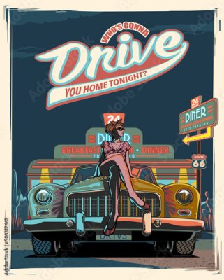 Poster Illustratie in rockabilly-stijl