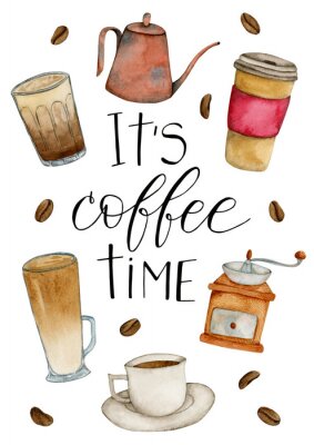 Poster Illustratie koffietijd