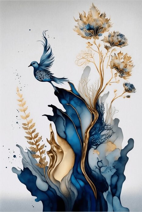 Poster Illustratie met blauw