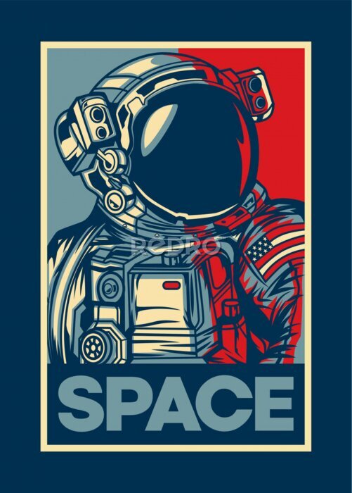 Poster Illustratie met een astronaut