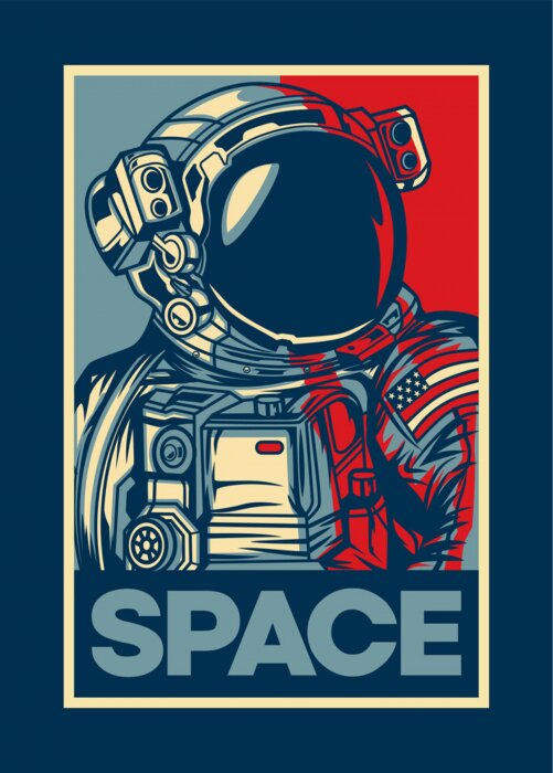 Poster Illustratie met een astronaut