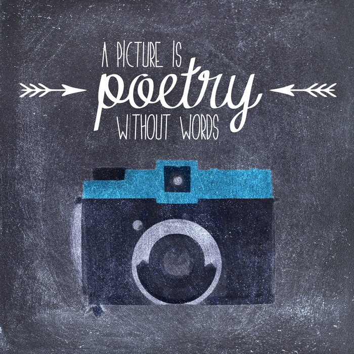 Poster Illustratie met een camera en een zin