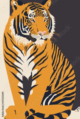 Poster Illustratie met een wilde tijger