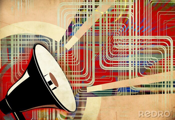 Poster Illustratie met megafoon