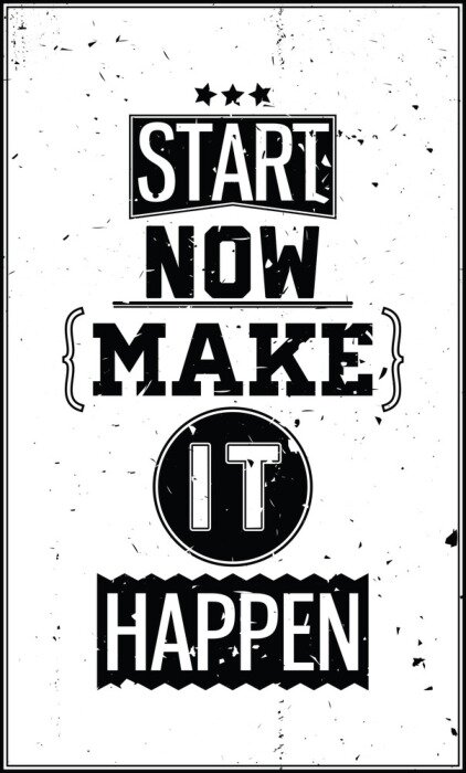 Poster Illustratie met zwart-witte letters