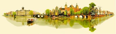 illustratie panoramisch uitzicht AMSTERDAM ..