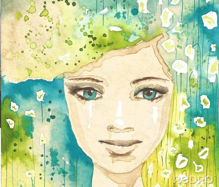 Poster illustratie van de abstracte portret van een vrouw