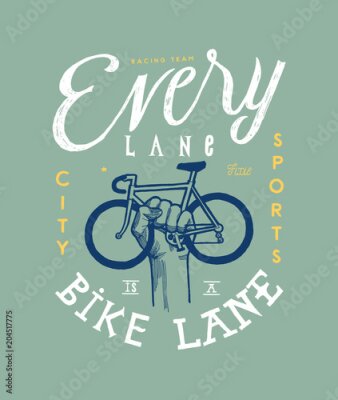 Poster Illustratie van een fietsende enthousiasteling