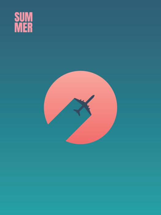 Poster Illustratie van een vliegtuig in de lucht