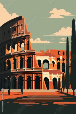 Poster Illustratie van Romeinse architectuur