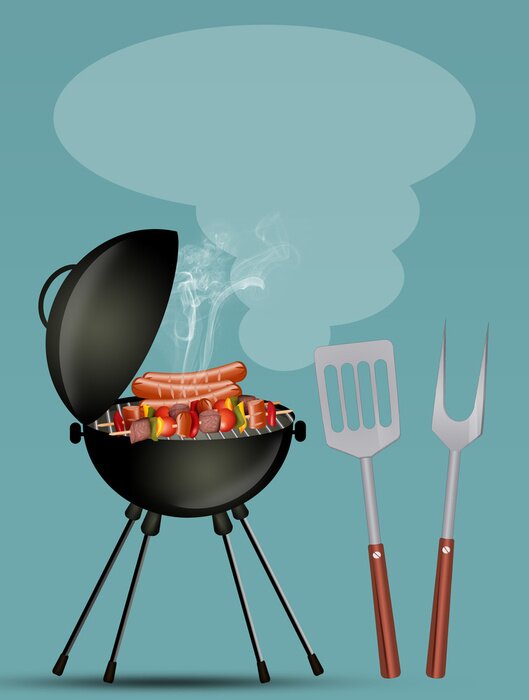 Poster illustration of barbecue party invitation
