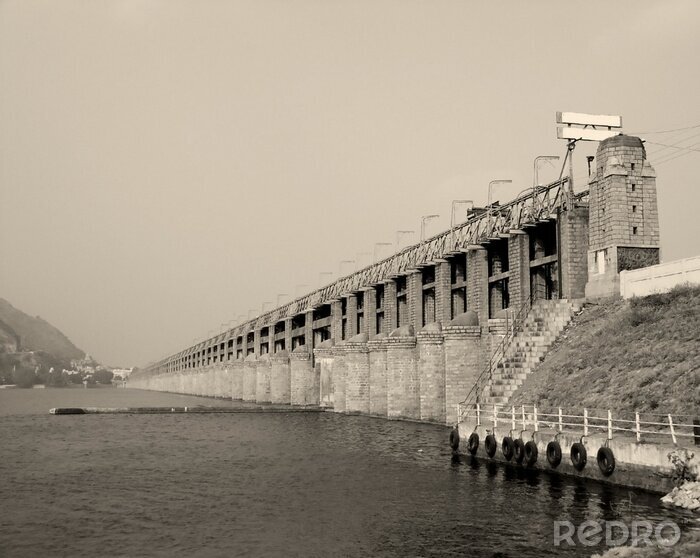 Poster Indiase retro-stijl brug